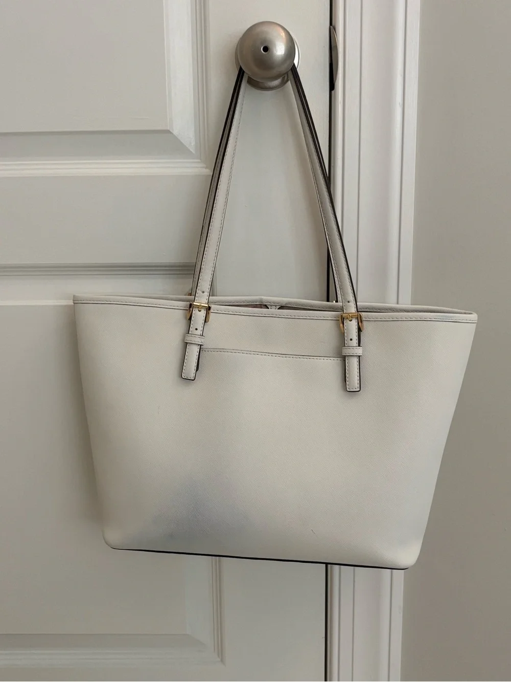Michael Kors White Leather Tote Bag - Picture 2 of 4